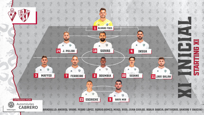Imagen del once titular del Huesca en Éibar.