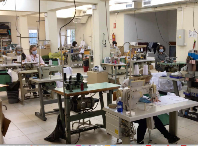 En el taller de confección de Arcadia se han cosido mascarillas y equipos de protección.