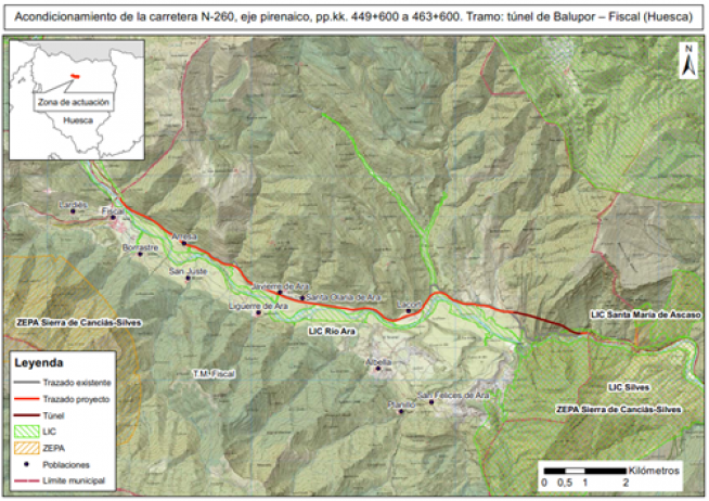 Mapa del tramo en el que se va a intervenir.
