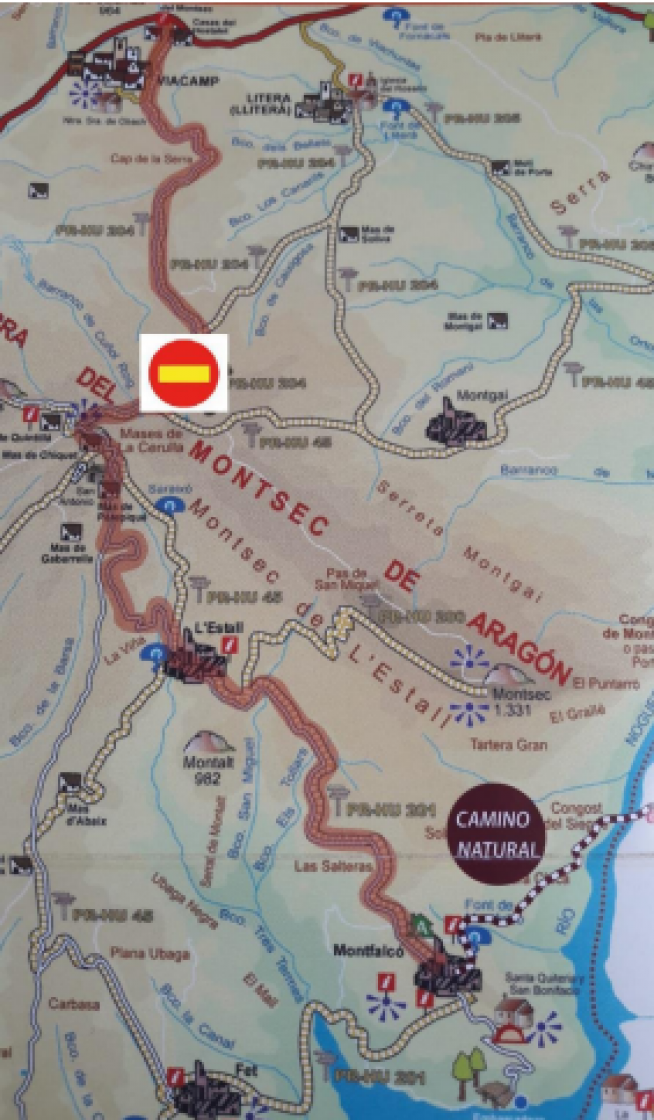 Mapa señalizando el corte