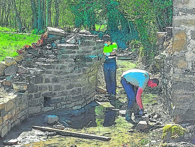Dos soportes del antiguo molino también se han recuperado.