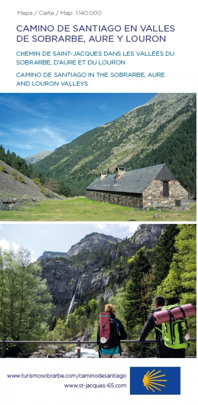 Portada del mapa sobre el Camino por Sobrarbe desde el Valle de Aure y Gavarnie.
