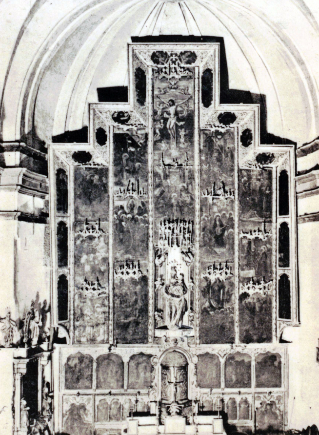 Fotografía del antiguo retablo de la iglesia parroquial de Nuestra Señora de la Asunción, de Candasnos.