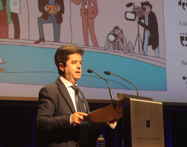 El alcalde de Huesca, Luis Felipe, este jueves en el Congreso de Periodismo.