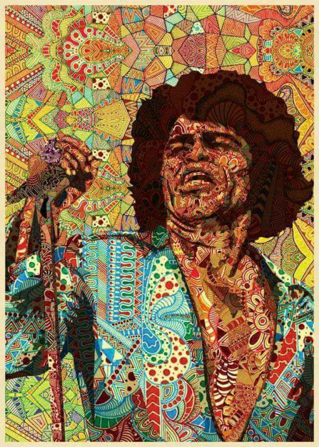 Retrato de James Brown, realizado por Luis Alves.