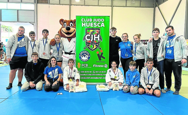 Representantes del Club Judo Huesca en la Copa de España del pasado fin de semana.