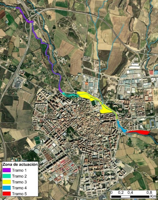 Plano del proyecto en el río Isuela.