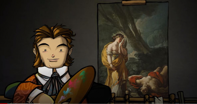 Uno de los fotogramas del cortometraje Goya también pintaba en las paredes.