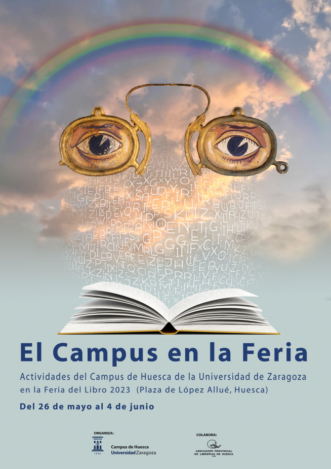Cartel de las actividades realizadas desde Unizar en la Feria del Libro de Huesca.
