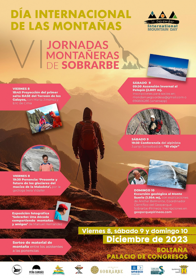 Cartel del Día de las Montañas en Sobrarbe.