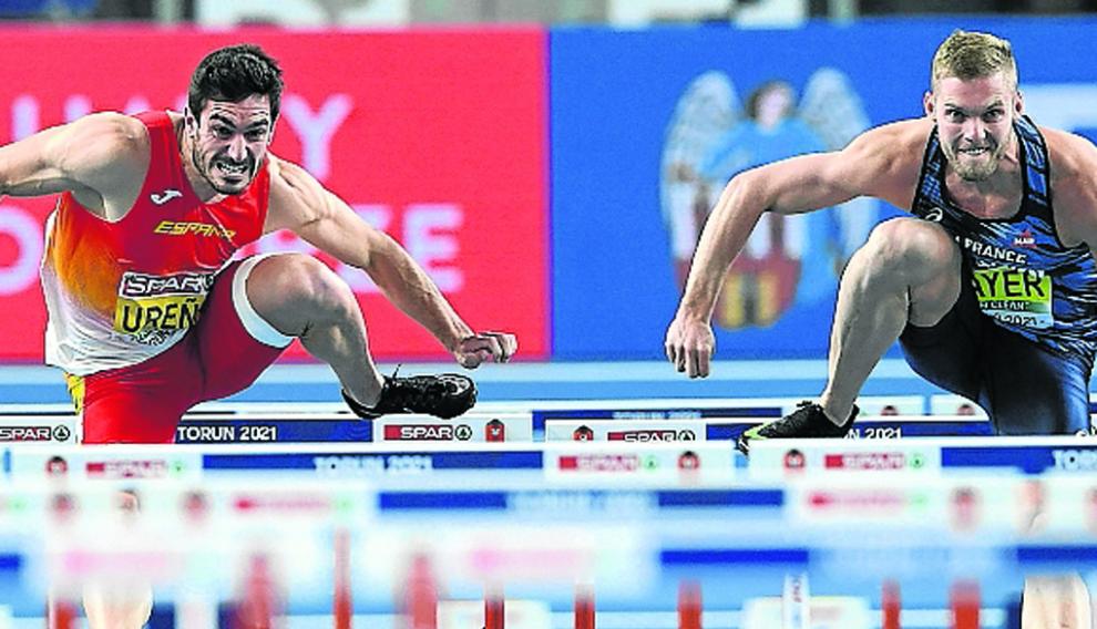 Javier Ureña volvió a subir al podio en las pruebas combinadas. En la imagen, en la carrera de vallas.