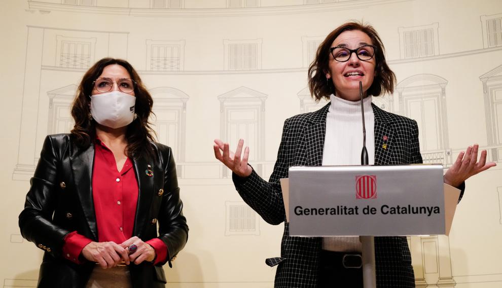 Laura Vilagrà y Anna Caula durante su comparencia ayer.