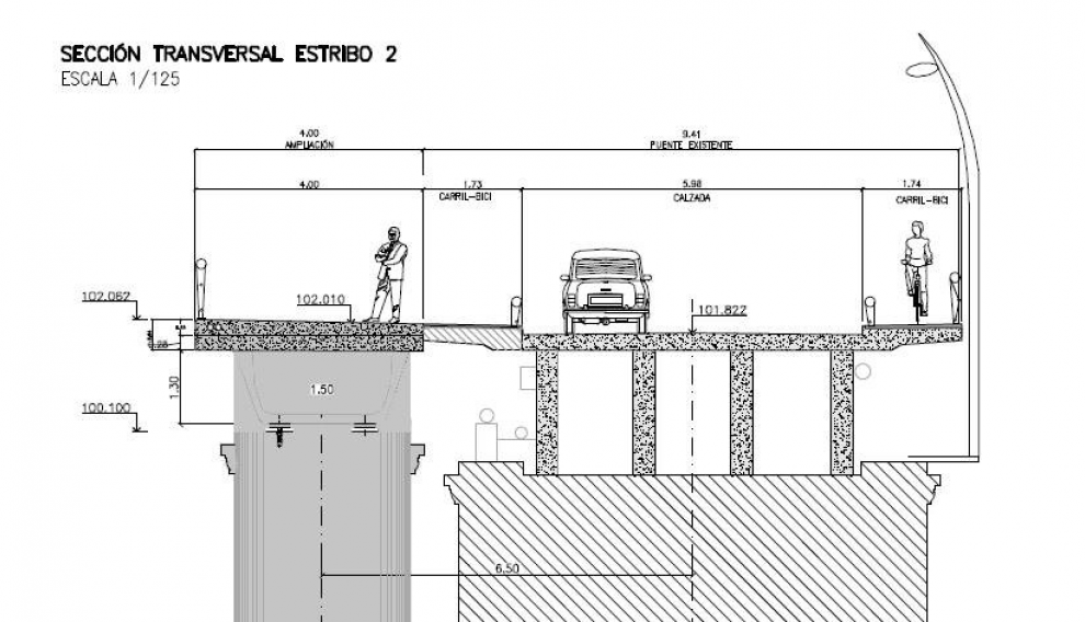 Diseño del proyecto remodelación que se va a realizar en el puente de Fraga.