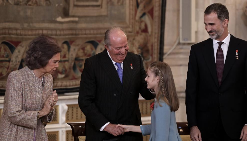 La princesa Leonor, el 30 de enero de 2018, el día en que Felipe VI cumplió 50 años y le impuso el Toisón de Oro.