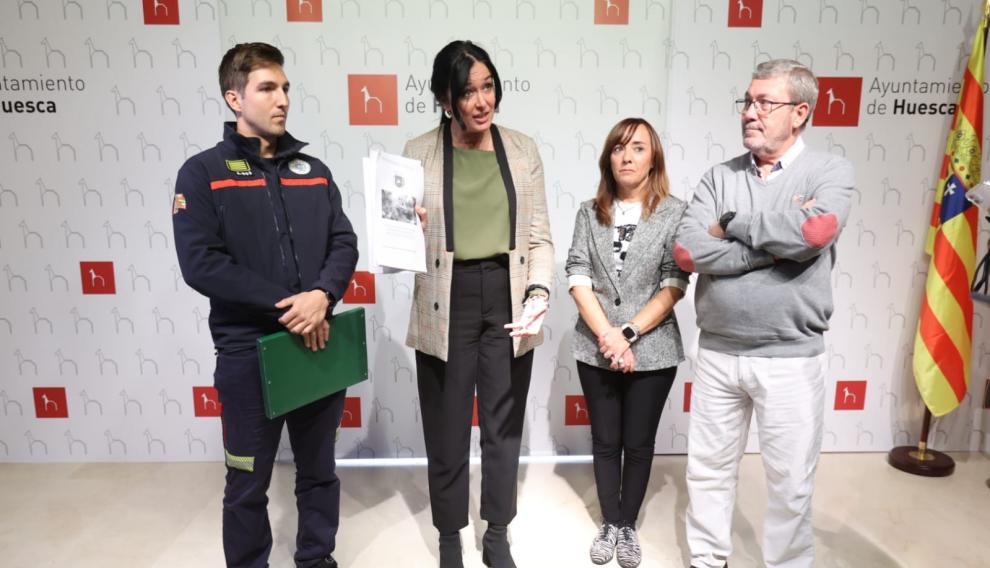 Farjas, Orduna, Allué y Veintemilla, en la presentación del protocolo por viento.