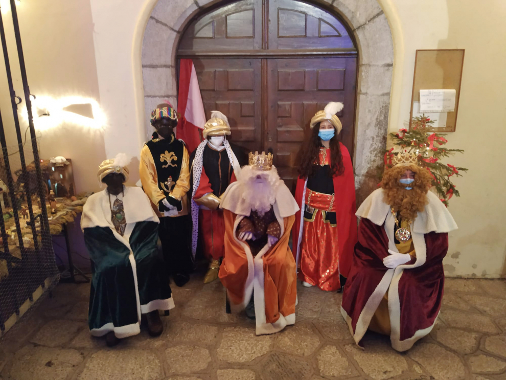 Los Reyes, a su llegada a Canfranc