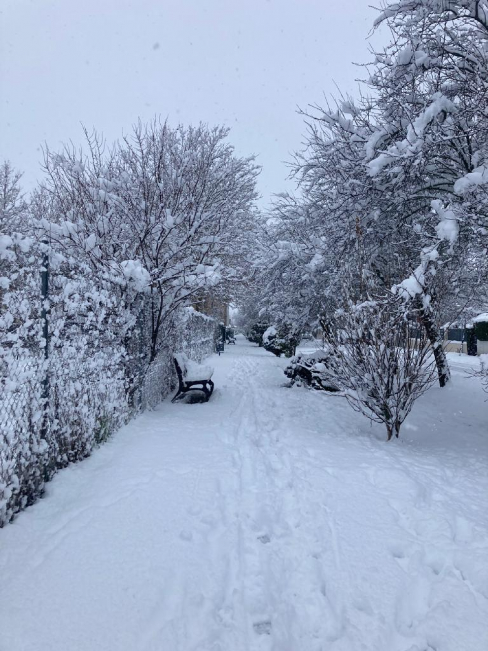 En las localidades de la Jacetania también se han acumulado varios centímetros de nieve.