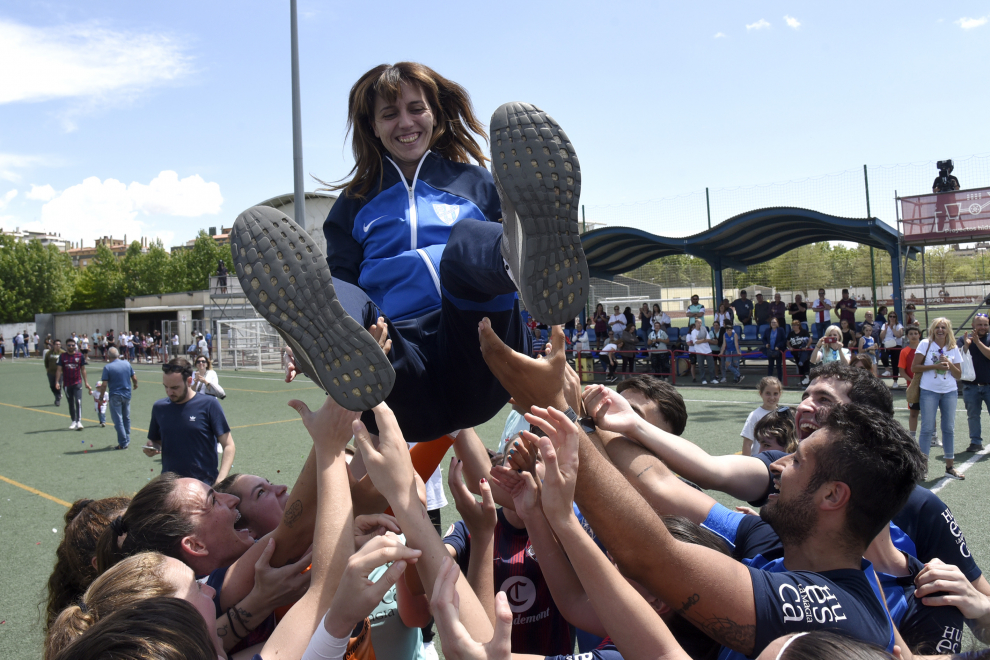Las jugadoras celebran su triunfo frente al Son Sardina este domingo