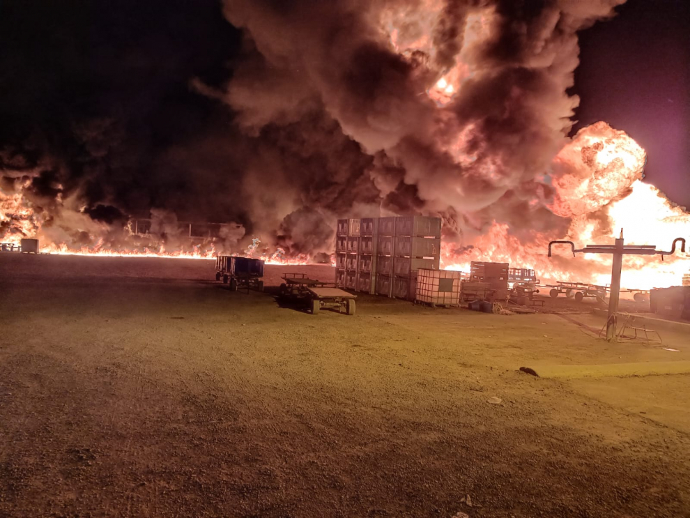 Incendio en una granja de terneros de Fraga.