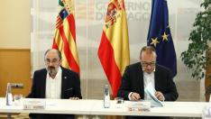 Javier Lambán, acompañado de Felipe Faci, ha mantenido una reunión con los alcaldes del Pirineo.