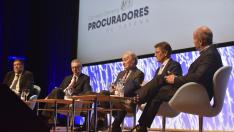 Los exministros Caamaño, Ruiz-Gallardón, Catalá y Campo, junto al presidente del CGPE, Juan Carlos Estévez (centro).