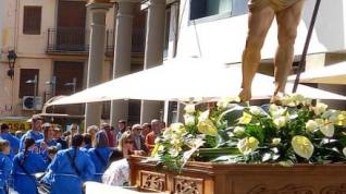 Paso del Cristo Resucitado en la procesión celebrada ayer en Barbastro.