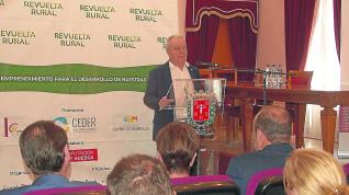 El presidente de la Diputación de Huesca, Miguel Gracia, en la presentación del evento.
