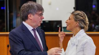 Puigdemont y Díaz durante su reunión en Bruselas.