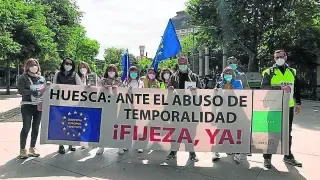 Parte de la delegación altoaragonesa que participó en la manifestación celebrada ayer en Madrid.
