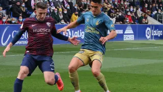 Imagen del partido entre el Huesca y Las Palmas.