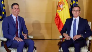 Reunión entre Pedro Sánchez y Alberto Núñez Feijóo.
