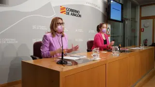Rueda de prensa de Mayte Pérez y María Goikoetxea para presentar los datos del IAM de 2021.