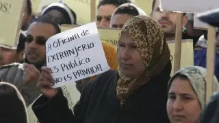 Manifestación de ciudadanos inmigrantes en Huesca.