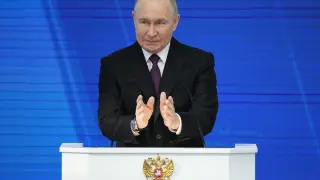 Putin, presidente de Rusia, durante su comparecencia