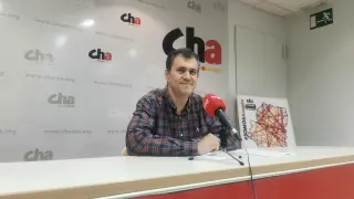 El presidente de CHA, Joaquín Palacín, este martes en rueda de prensa.