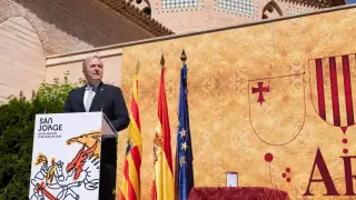 Azcón, durante los actos por el Día de Aragón en Teruel.