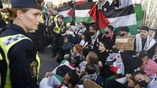 Concentración en Malmo a favor de Palestina
