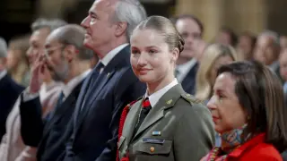 La princesa de Asturias, Leonor de Borbón, asiste a una ceremonia religiosa en la basílica del Pilar
