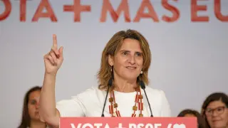 Teresa Ribera, en el mitin en Las Palmas de Gran Canaria.