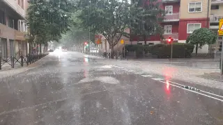 Efectos de la lluvia en Huesca.