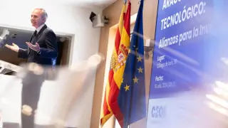 El presidente del Gobierno de Aragón, Jorge Azcón, este jueves en la presentación del proyecto