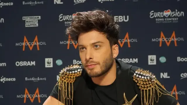 Blas Cantó, en un encuentro con los medios en Róterdam, donde mañana se celebra Eurovisión.