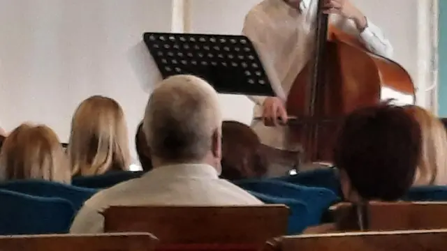 El trío PerCorda en su concierto en el Casino de Huesca.