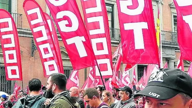 Movilización sindical en Madrid, el jueves, por los salarios, en la que participaron oscenses.