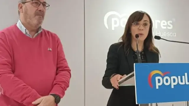 José Miguel Veintemilla y Gemma Allué, en la sede provincial del PP durante este jueves
