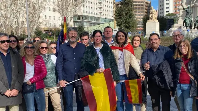 Representantes del Partido Popular de la provincia de Huesca, este domingo en Madrid.