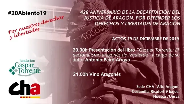 El libro "Gaspar Torrente: El nacionalismo aragonés de izquierda" conmemora el aniversario de la decapitación del Justicia