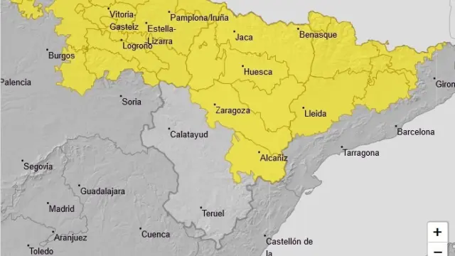 La AEMET amplía el aviso amarillo por lluvias y tormentas en la provincia de Huesca