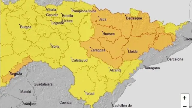 Aviso naranja por lluvias y tormentas en la provincia de Huesca