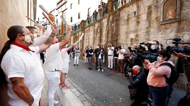 Un 7 de julio, día de San Fermín, sin toros en las calles de Pamplona